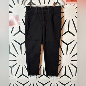 Seven7 Tower Straight Crop Jeans Black Women’s Size 6 Raw Hem